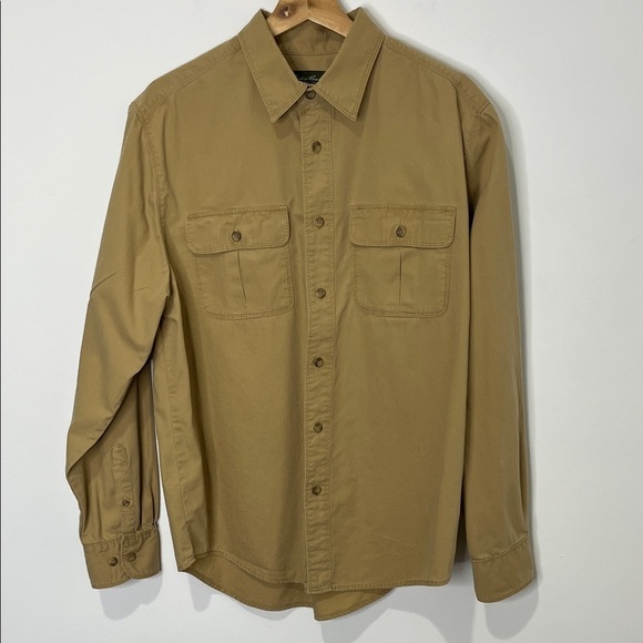 Eddie Bauer Mens Long Sleeve Shirt Large Khaki Button Up Hunting Outdoors Hiking - Picture 2 of 12